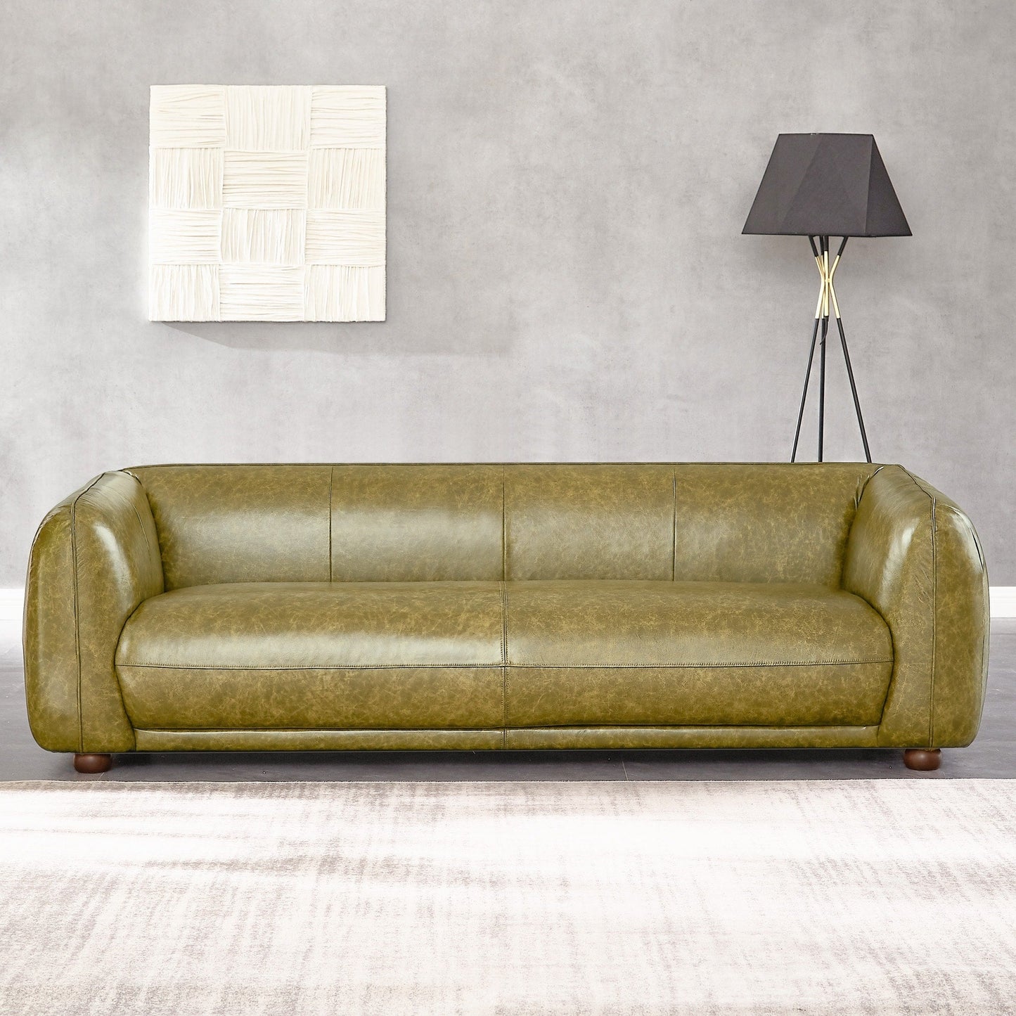 Canapé en cuir italien de luxe Mayla, style Mid-Century Modern