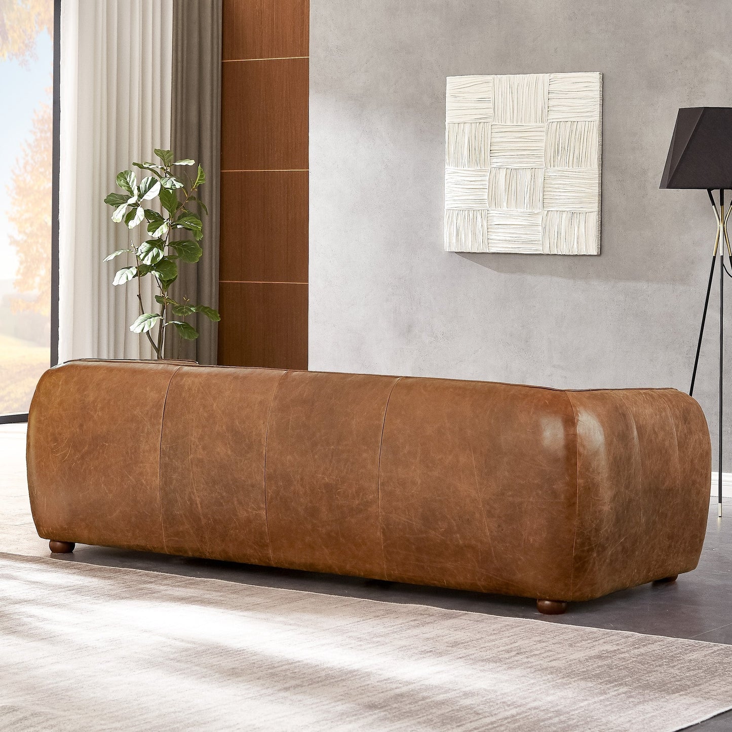 Canapé en cuir italien de luxe Mayla, style Mid-Century Modern