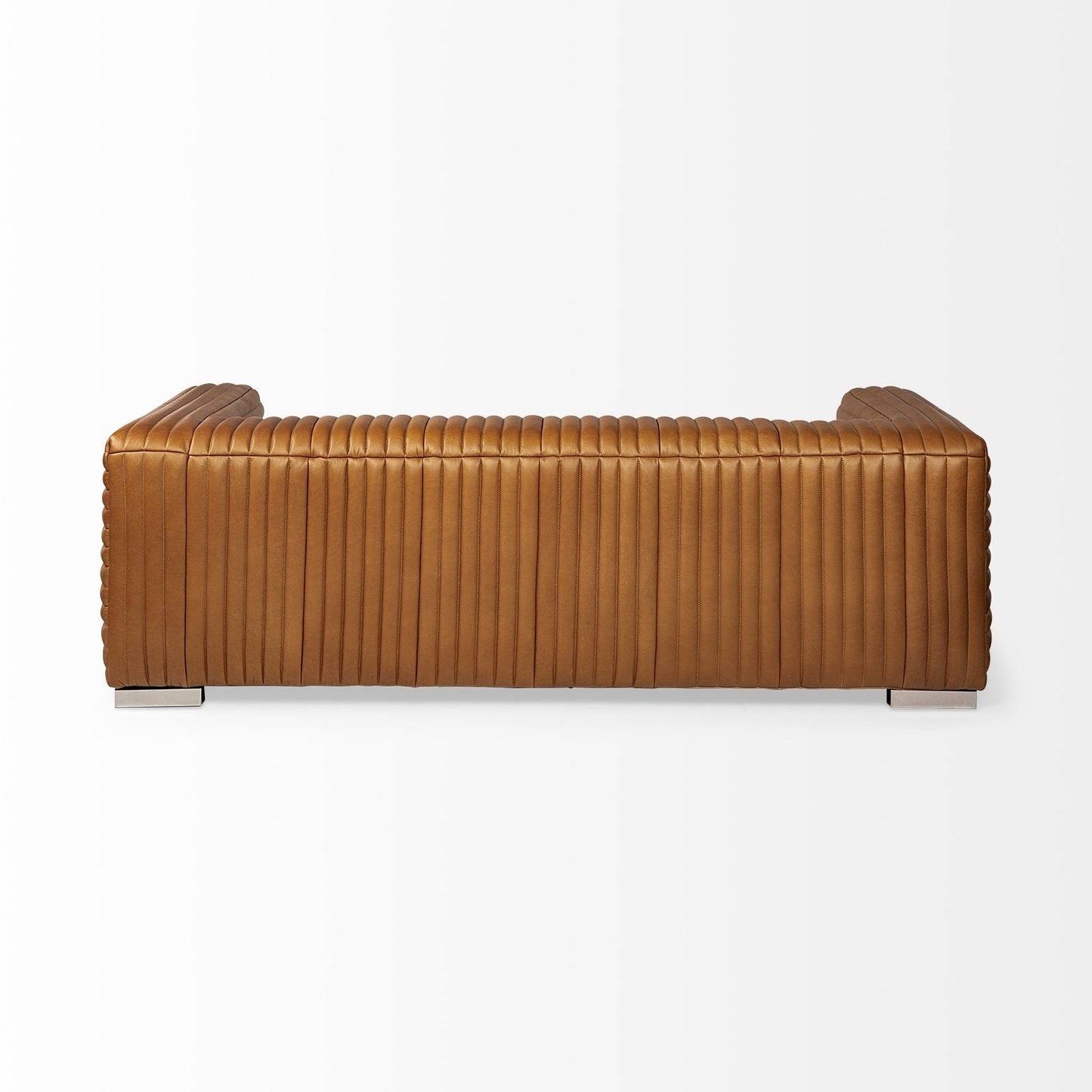 Canapé Ricciardo en cuir véritable cognac - 86,6 L x 38,6 l x 26,4 H