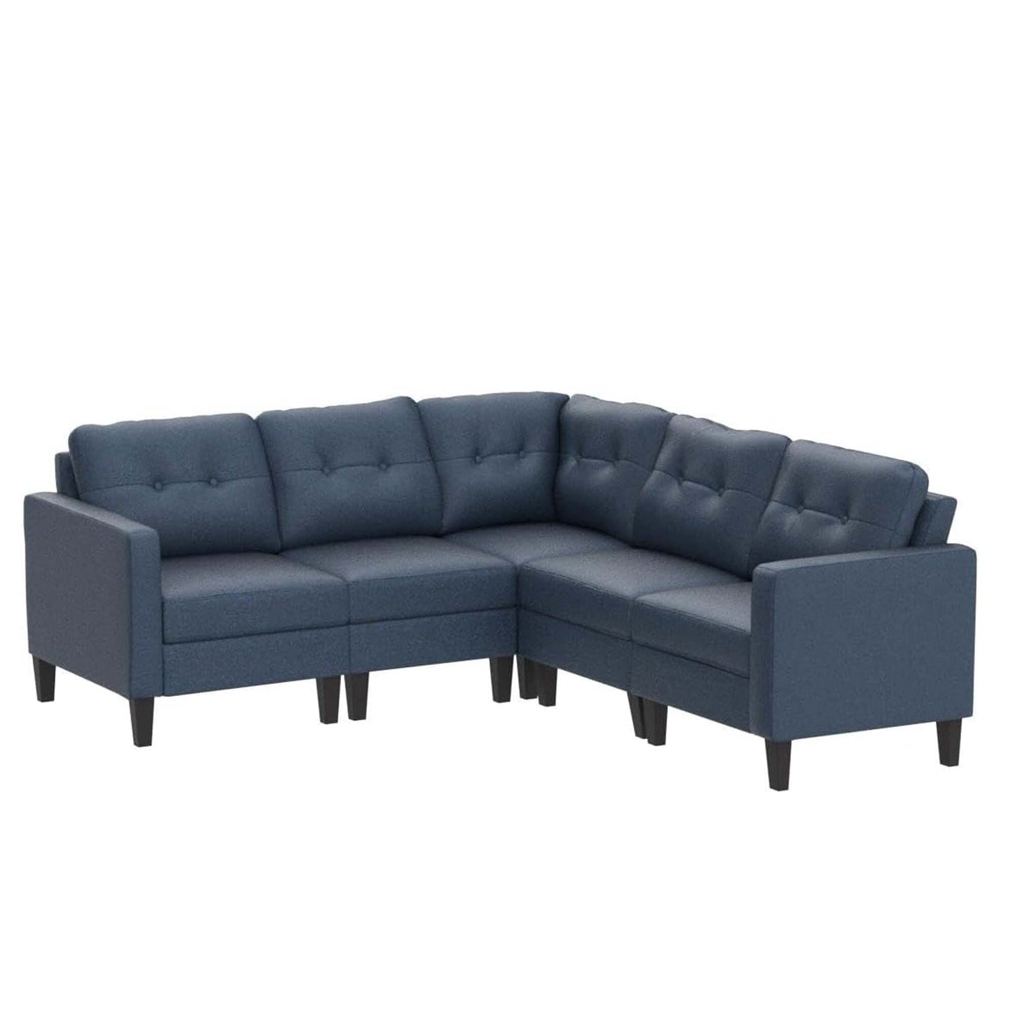 Canapé modulaire 5 pièces style milieu de siècle avec coussins capitonnés pour le salon