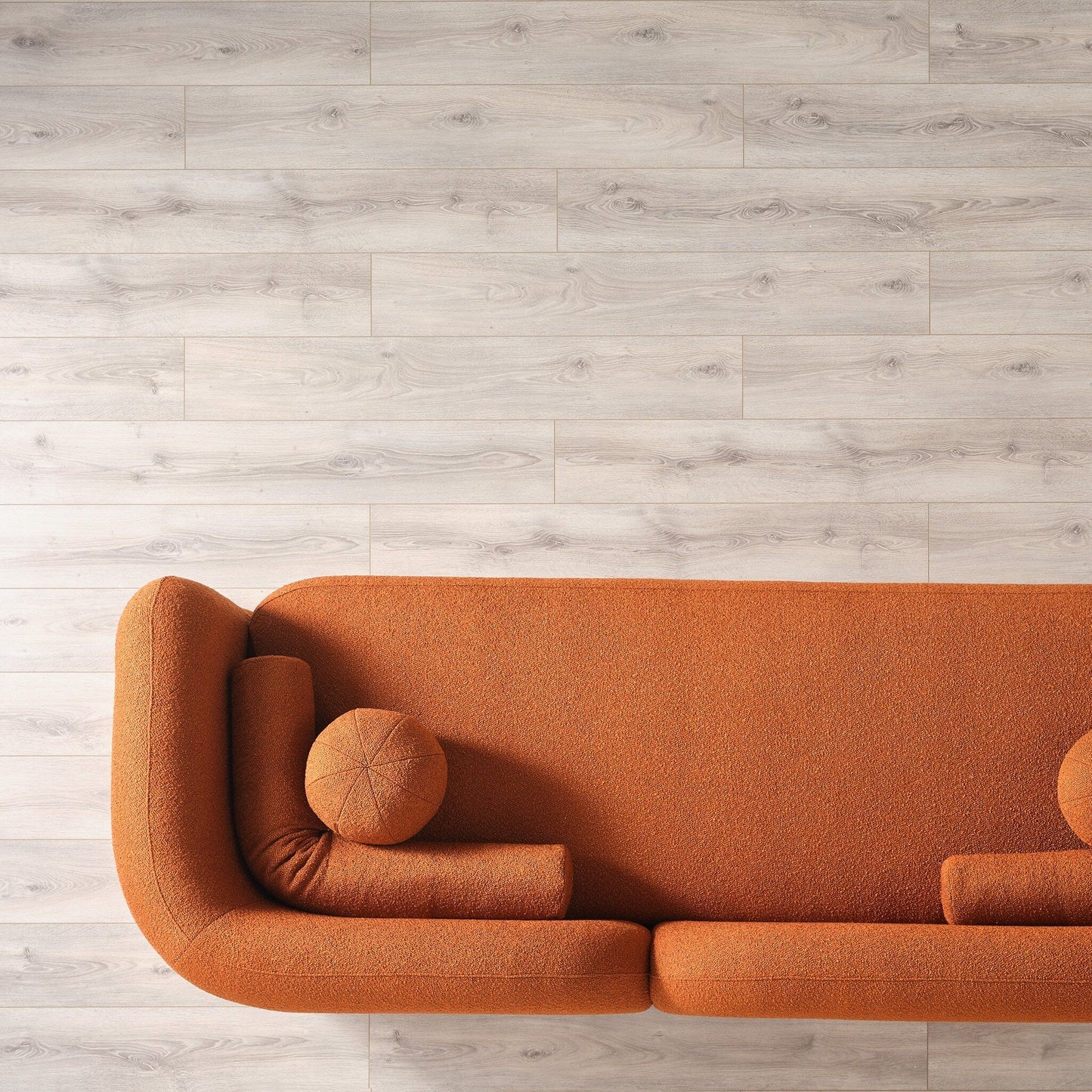 Canapé Milet de luxe moderne en tissu bouclé avec accoudoirs incurvés