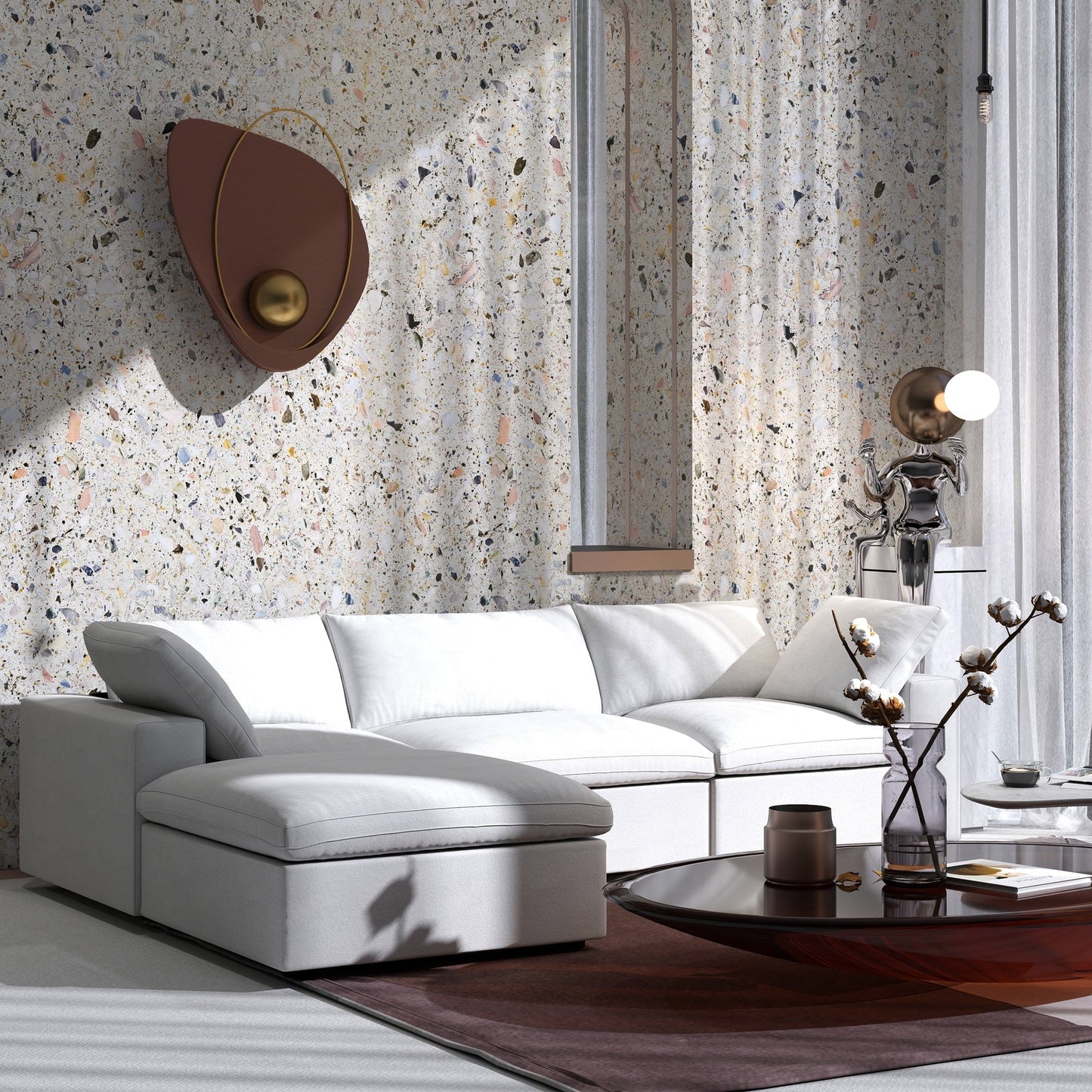 Canapé modulaire sectionnel minimaliste moderne rembourré en duvet, canapé Cloud.
