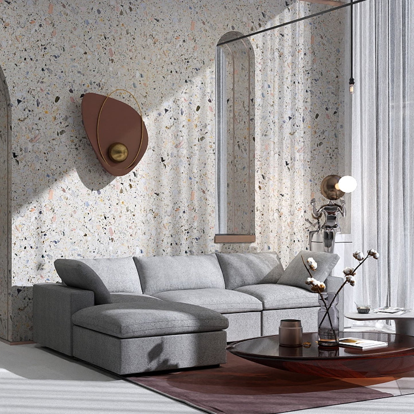 Canapé modulaire sectionnel minimaliste moderne rembourré en duvet, canapé Cloud.