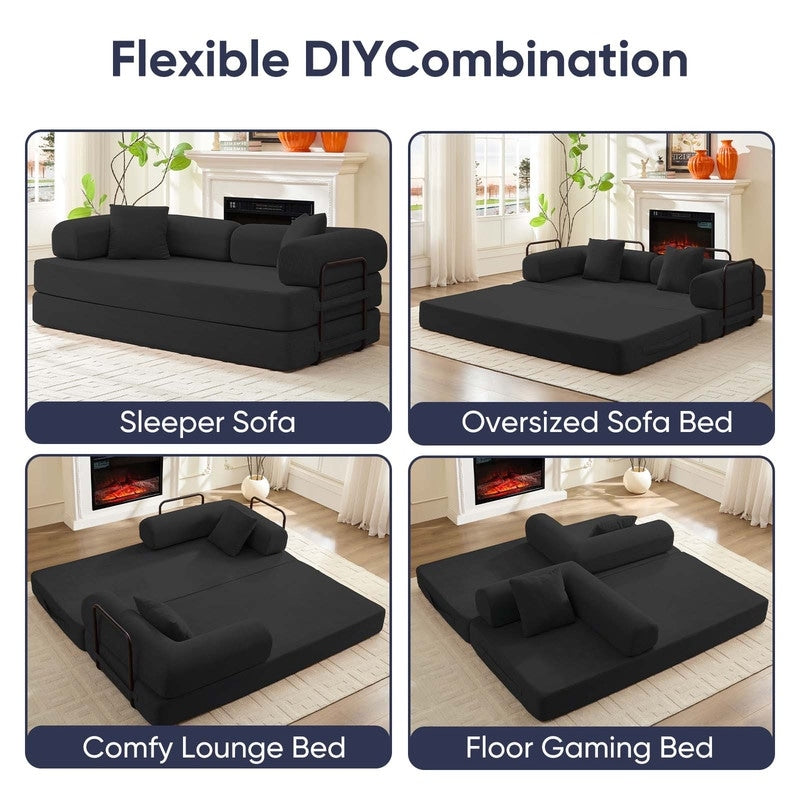 Canapé-lit convertible Mixoy avec accoudoirs amovibles, matelas pliant, canapé-lit de sol amovible et lavable