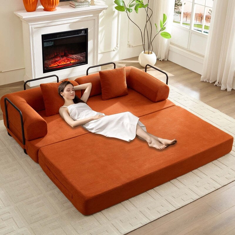 Canapé-lit convertible Mixoy avec accoudoirs amovibles, matelas pliant, canapé-lit de sol amovible et lavable