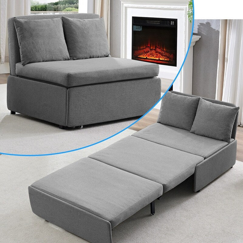 Canapé-lit Mixoy Full/Queen Size, canapé-lit convertible 2 en 1 en lin 1 place/causeuse avec coussins