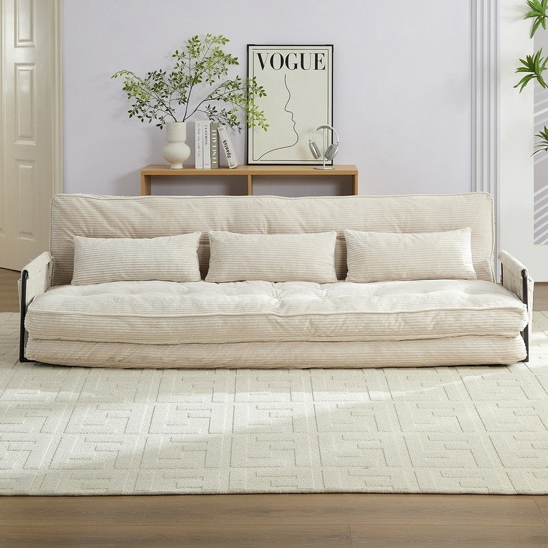 Canapé-lit futon pliable multifonction Mixoy, canapé-lit de sol, canapé-lit paresseux avec oreillers, dossier réglable sur 6 positions