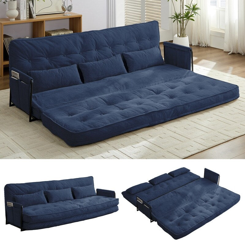 Canapé-lit futon pliable multifonction Mixoy, canapé-lit de sol, canapé-lit paresseux avec oreillers, dossier réglable sur 6 positions