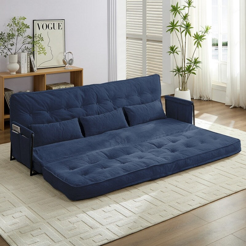 Canapé-lit futon pliable multifonction Mixoy, canapé-lit de sol, canapé-lit paresseux avec oreillers, dossier réglable sur 6 positions