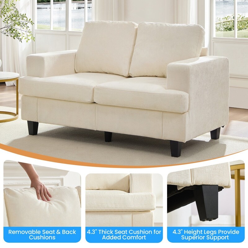 Canapé sectionnel Mixoy W56 Loveseat, tissu chenille Cloud Sleeper, canapés 2 places rembourrés confortables