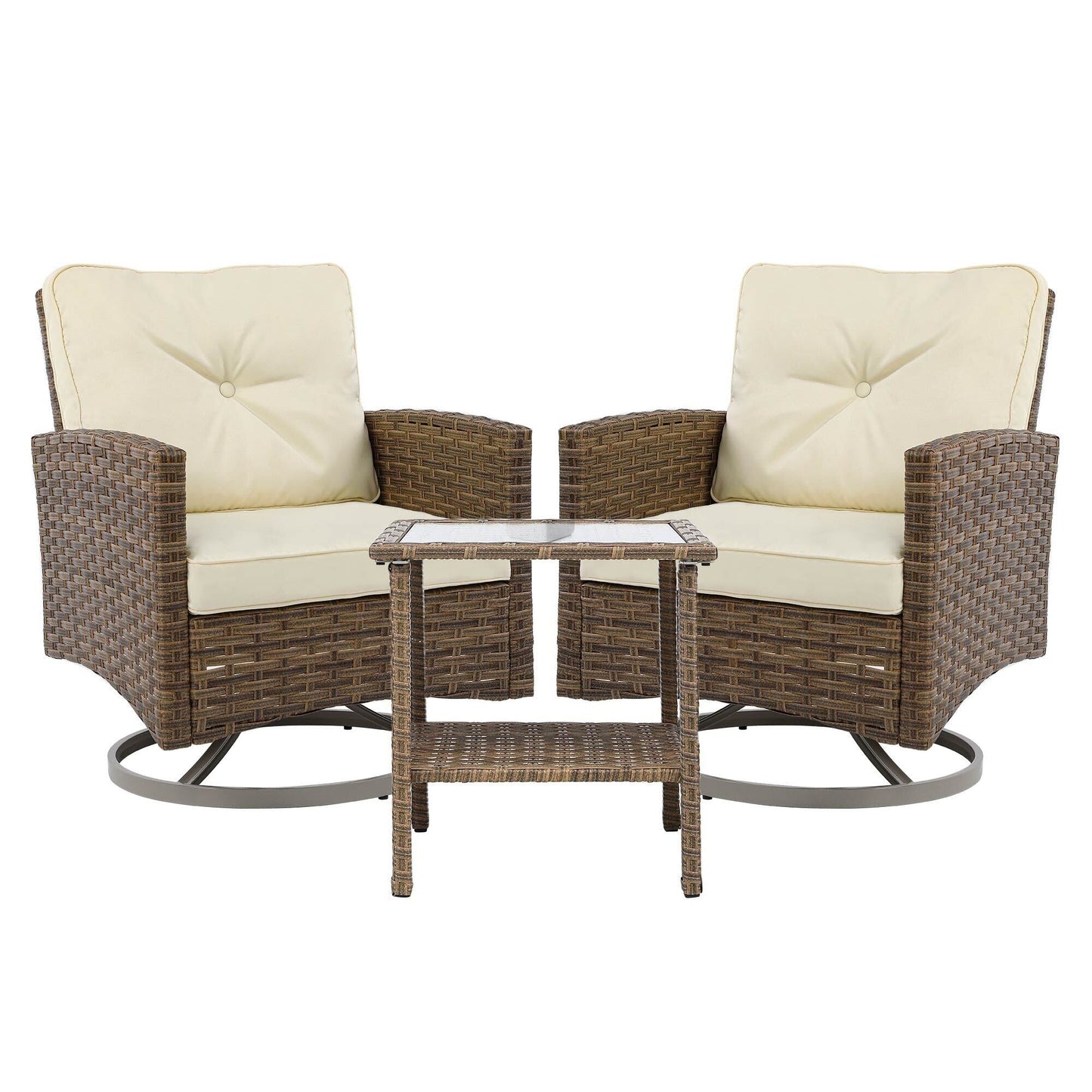 Chaise pivotante d'extérieur en osier Moasis, 3 pièces