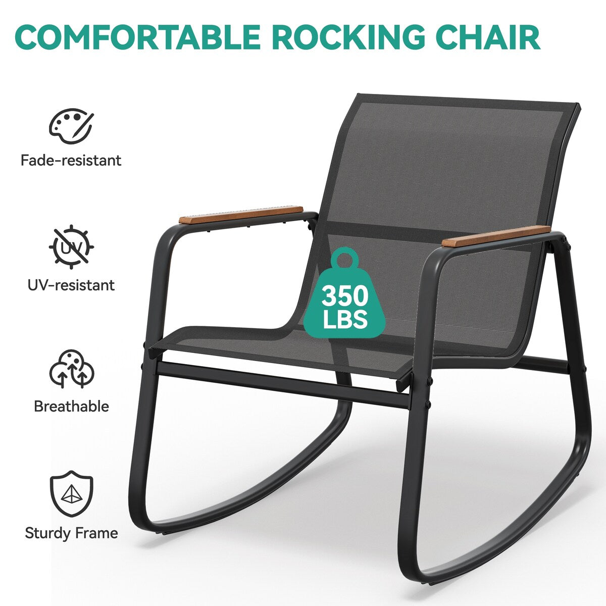 Ensemble de 3 chaises à bascule d'extérieur Moasis avec table d'appoint