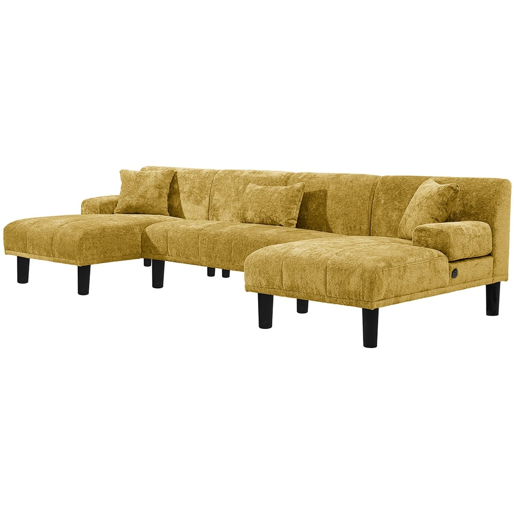 Canapés sectionnels Moasis en U, canapé modulaire moderne en chenille - 45,6 l x 106,3 L x 26,7 H