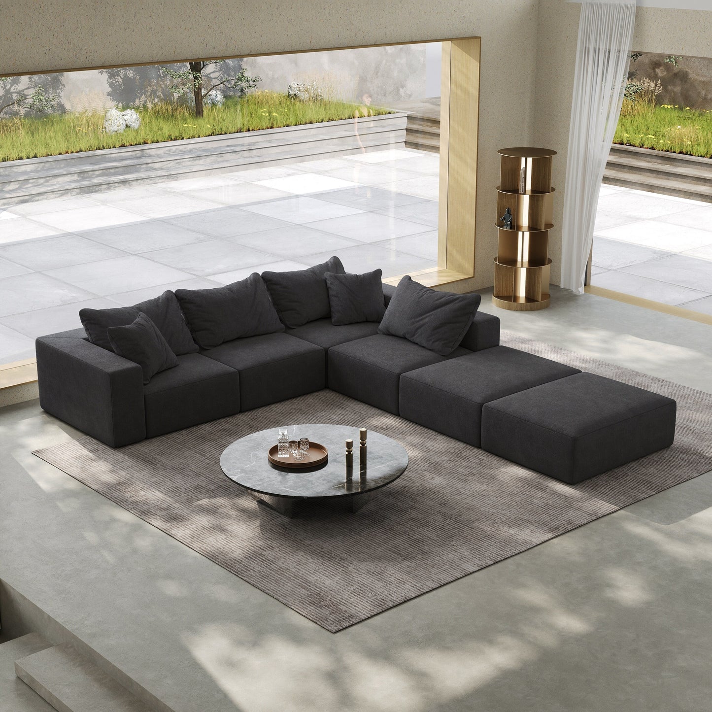 Ensemble de canapés modulaires modernes en L de 162 pouces avec 6 coussins pour salon et chambre à coucher