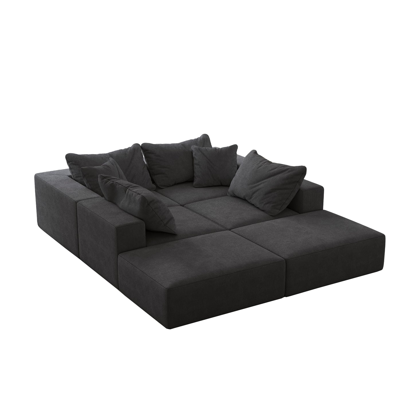 Ensemble de canapés modulaires modernes en L de 162 pouces avec 6 coussins pour salon et chambre à coucher
