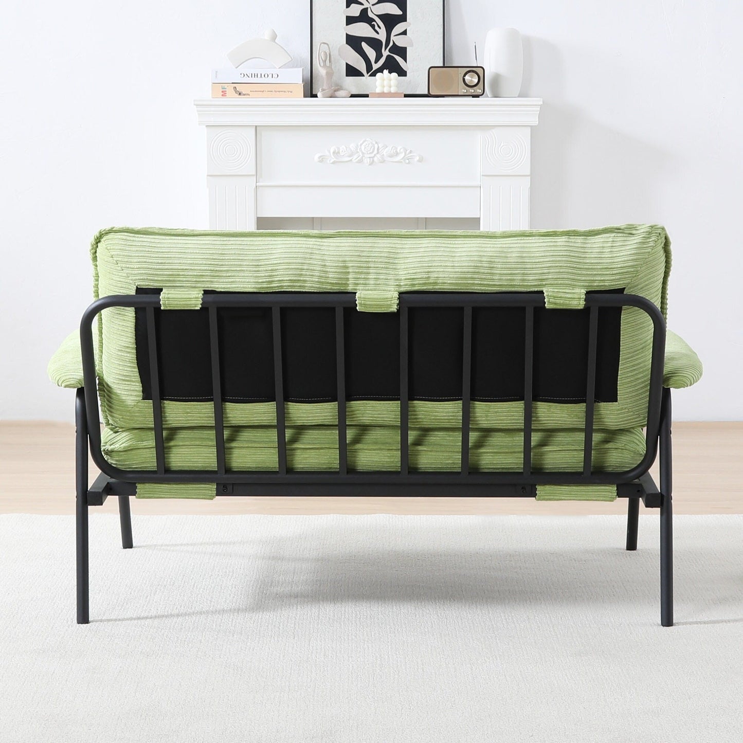 Canapé 2 places moderne de 134 cm, compact, avec cadre en métal et tissu en polyester mélangé, idéal pour un salon d'appartement