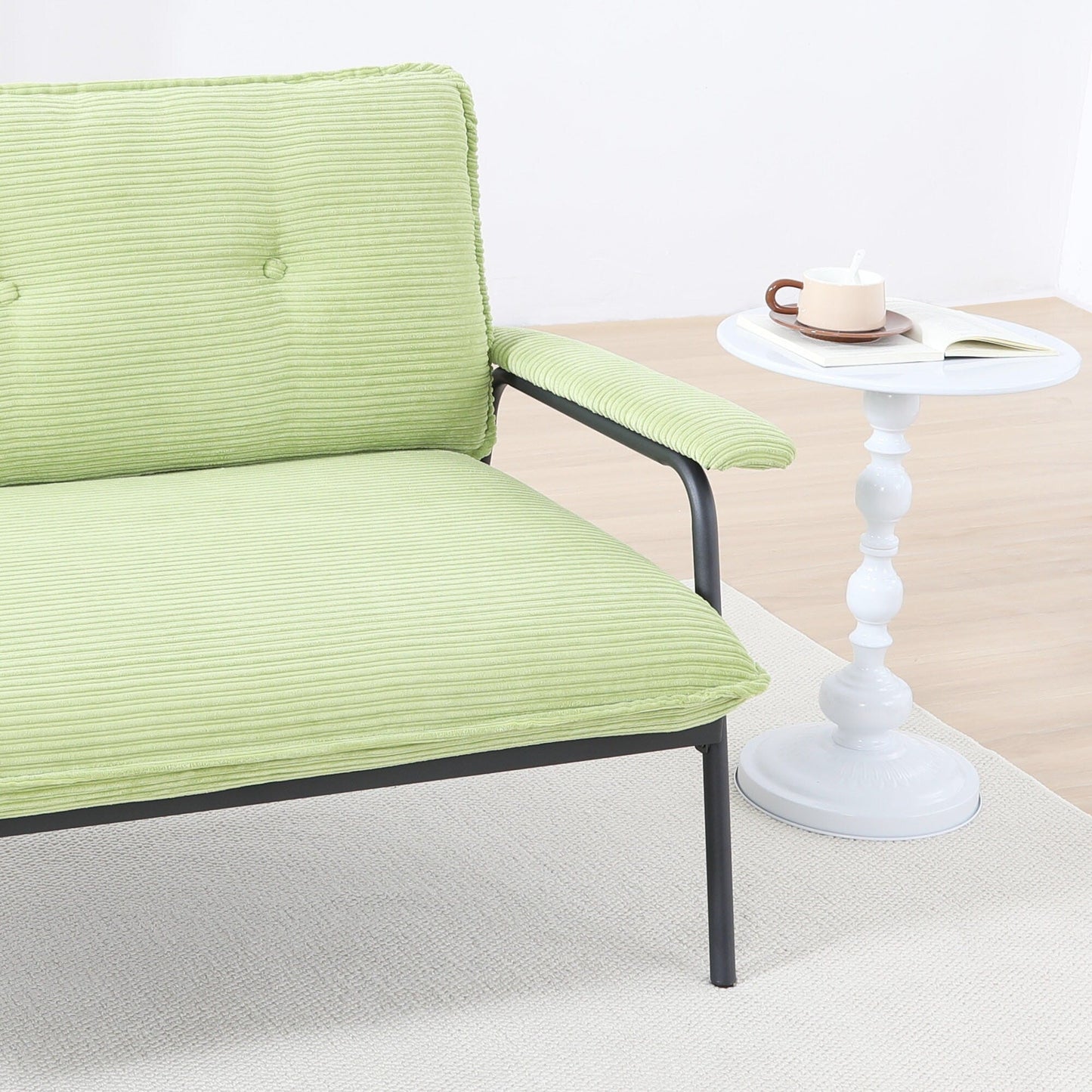 Canapé 2 places moderne de 134 cm, compact, avec cadre en métal et tissu en polyester mélangé, idéal pour un salon d'appartement