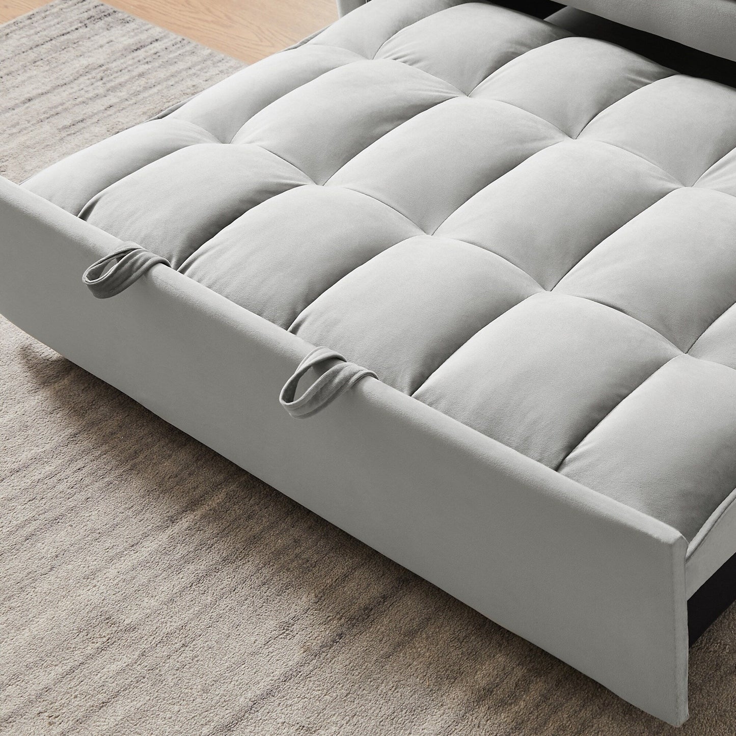 Canapé-lit futon convertible 3 en 1 en velours moderne avec lit gigogne