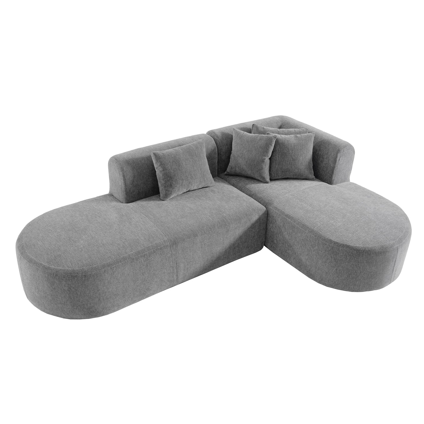 Canapé sectionnel incurvé moderne 4 places avec 4 coussins moelleux pour salon et chambre à coucher