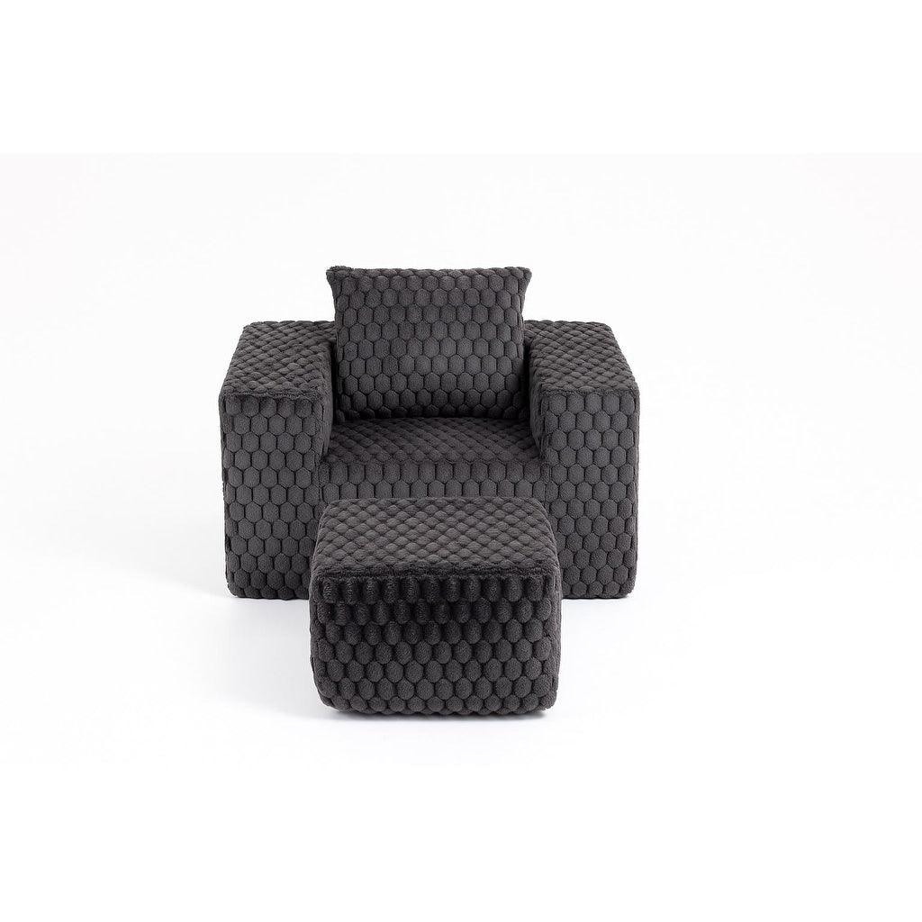 Canapé moderne en velours côtelé avec pouf