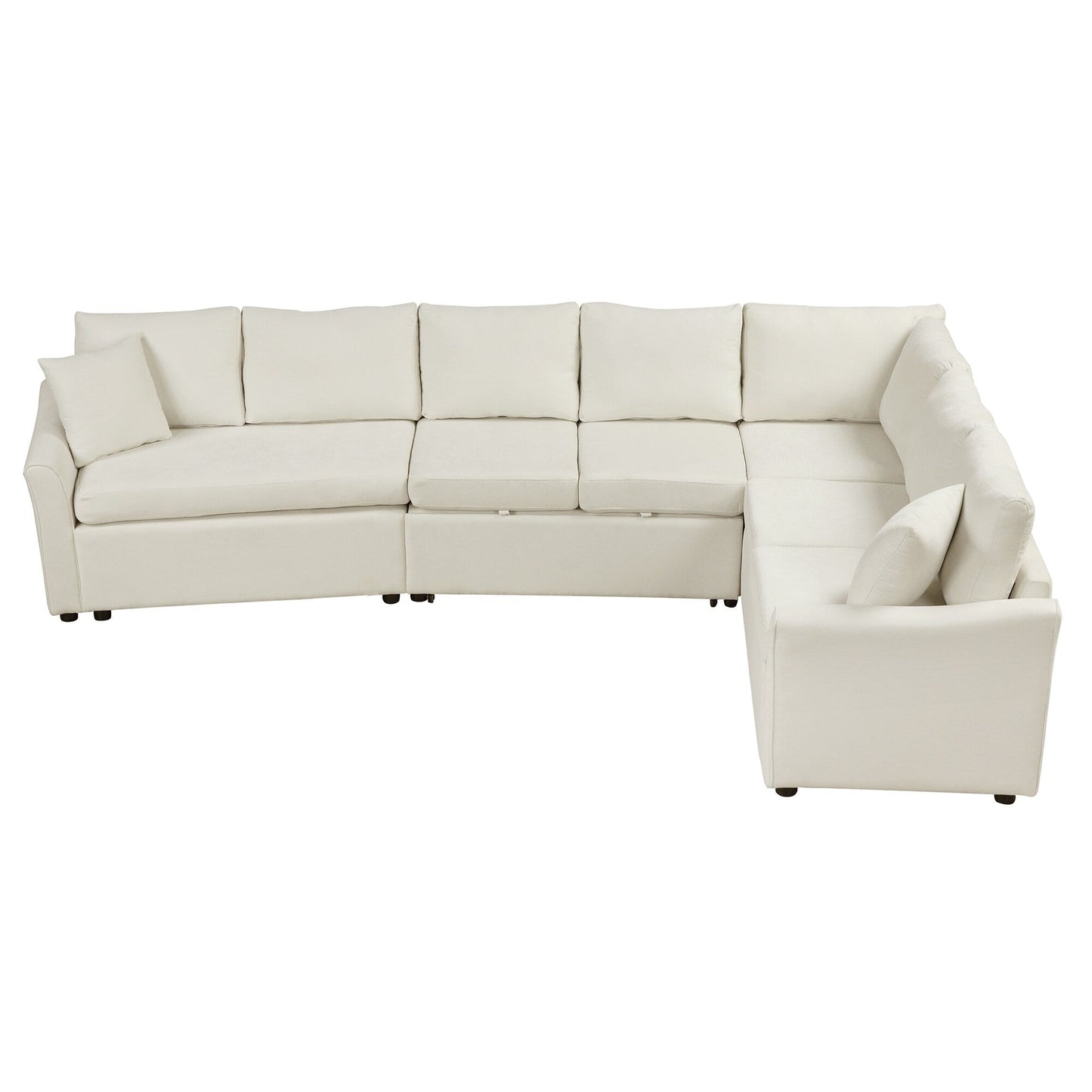 Canapé sectionnel moderne en chenille en forme de L avec lit gigogne, ports de charge USB et prises de courant pour le salon