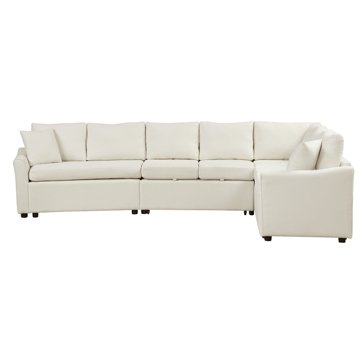 Canapé sectionnel moderne en chenille en forme de L avec lit gigogne, ports de charge USB et prises de courant pour le salon
