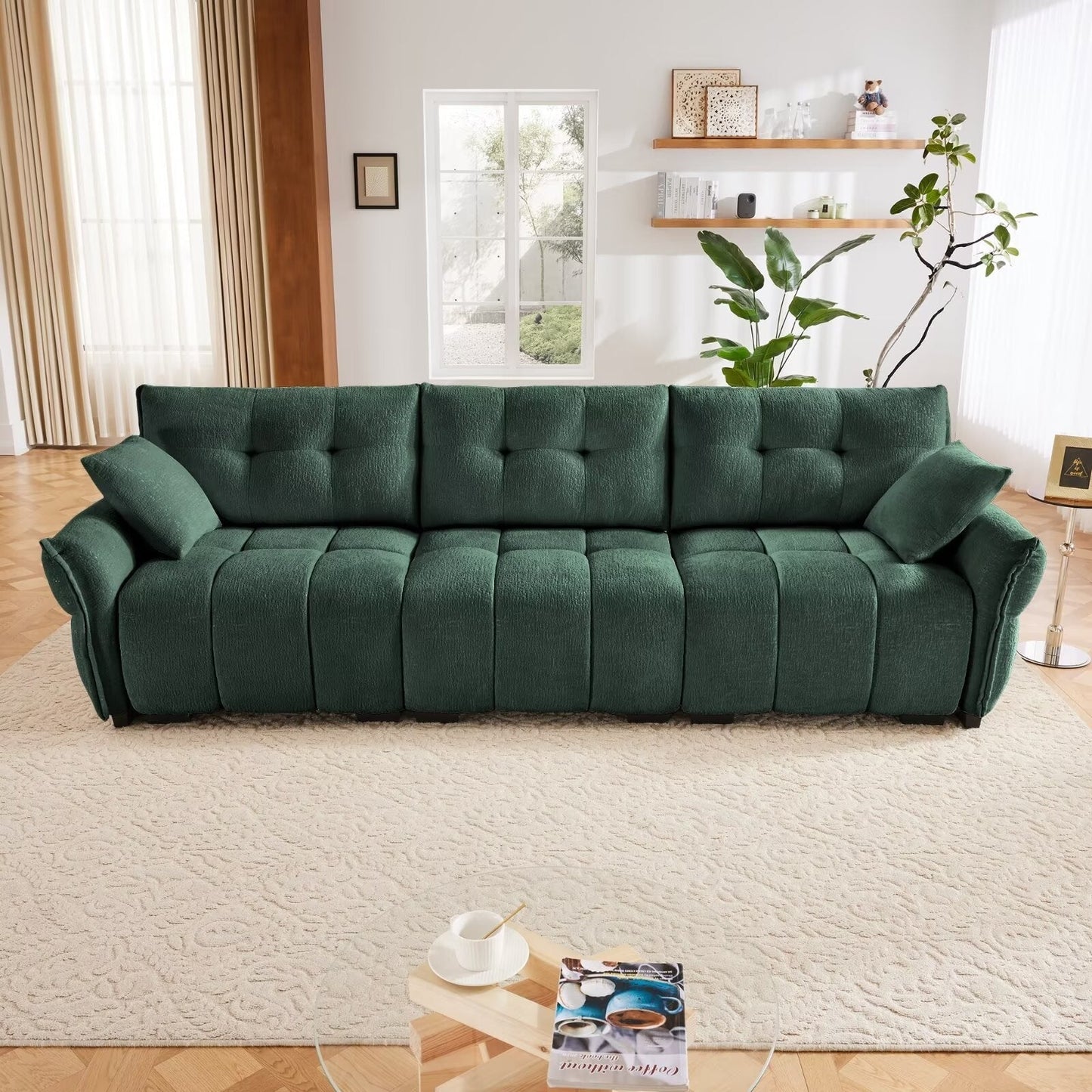 Canapé moderne en chenille, structure en bois massif avec coussin haute élasticité