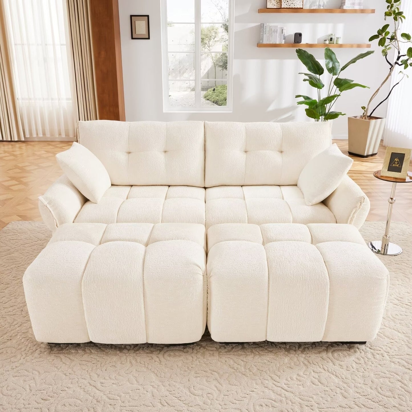 Canapé moderne en chenille, structure en bois massif avec coussin haute élasticité