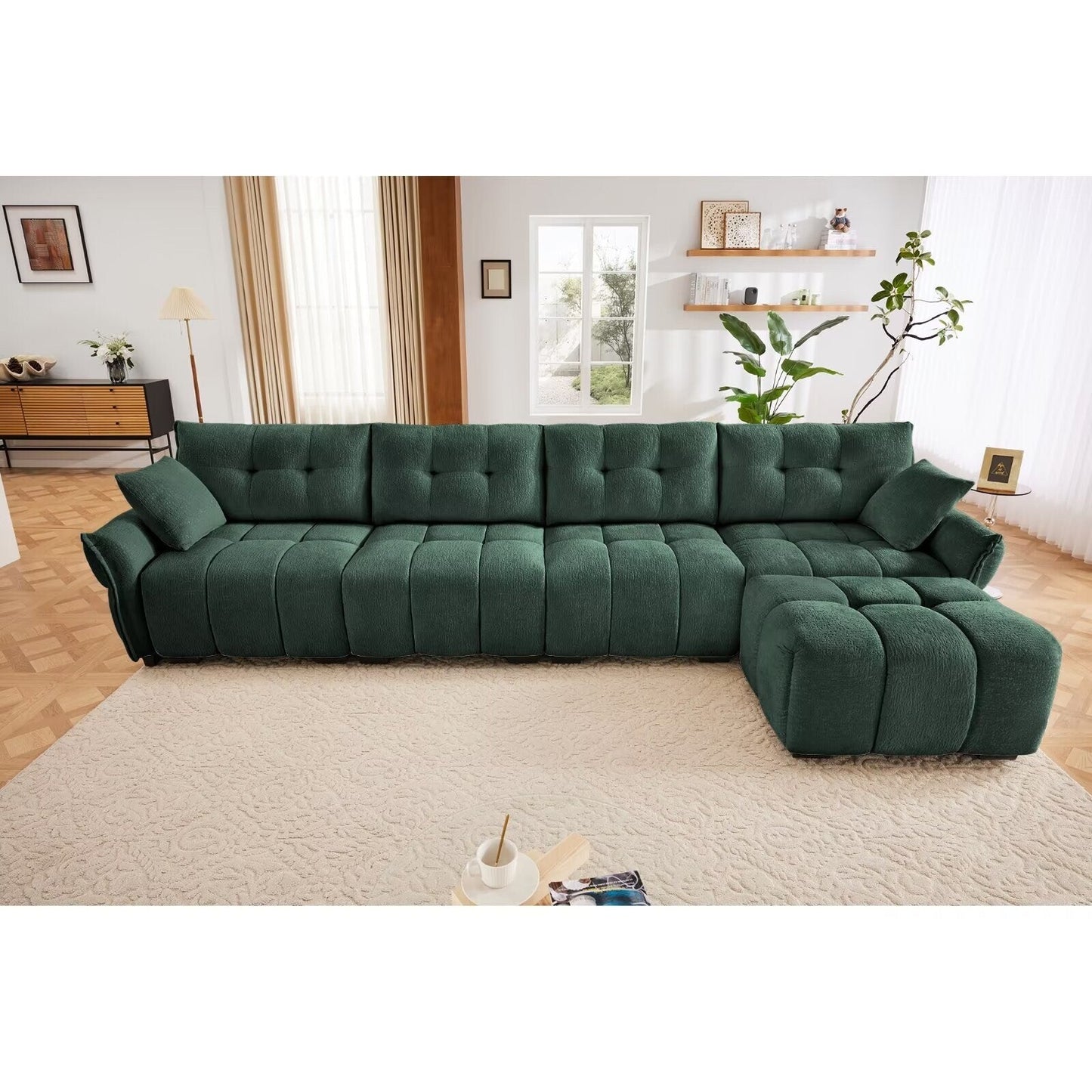 Canapé moderne en chenille, structure en bois massif avec coussin haute élasticité