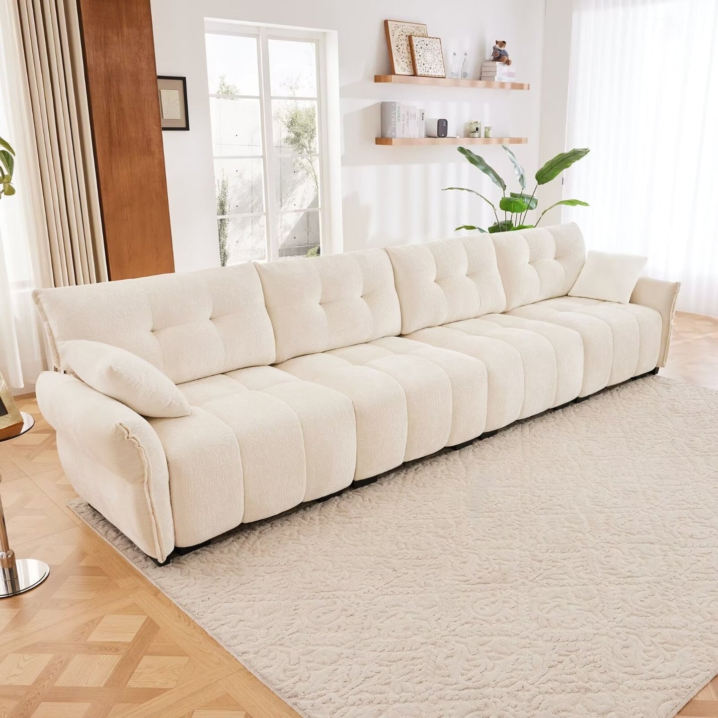 Canapé moderne en chenille, structure en bois massif avec coussin haute élasticité