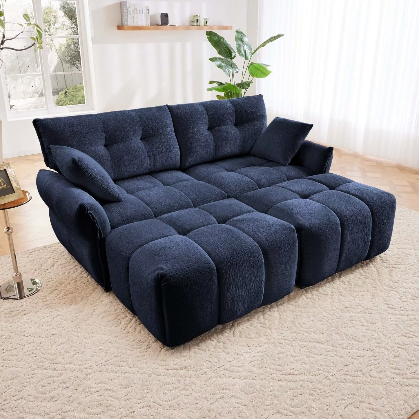 Canapé moderne en chenille, structure en bois massif avec coussin haute élasticité