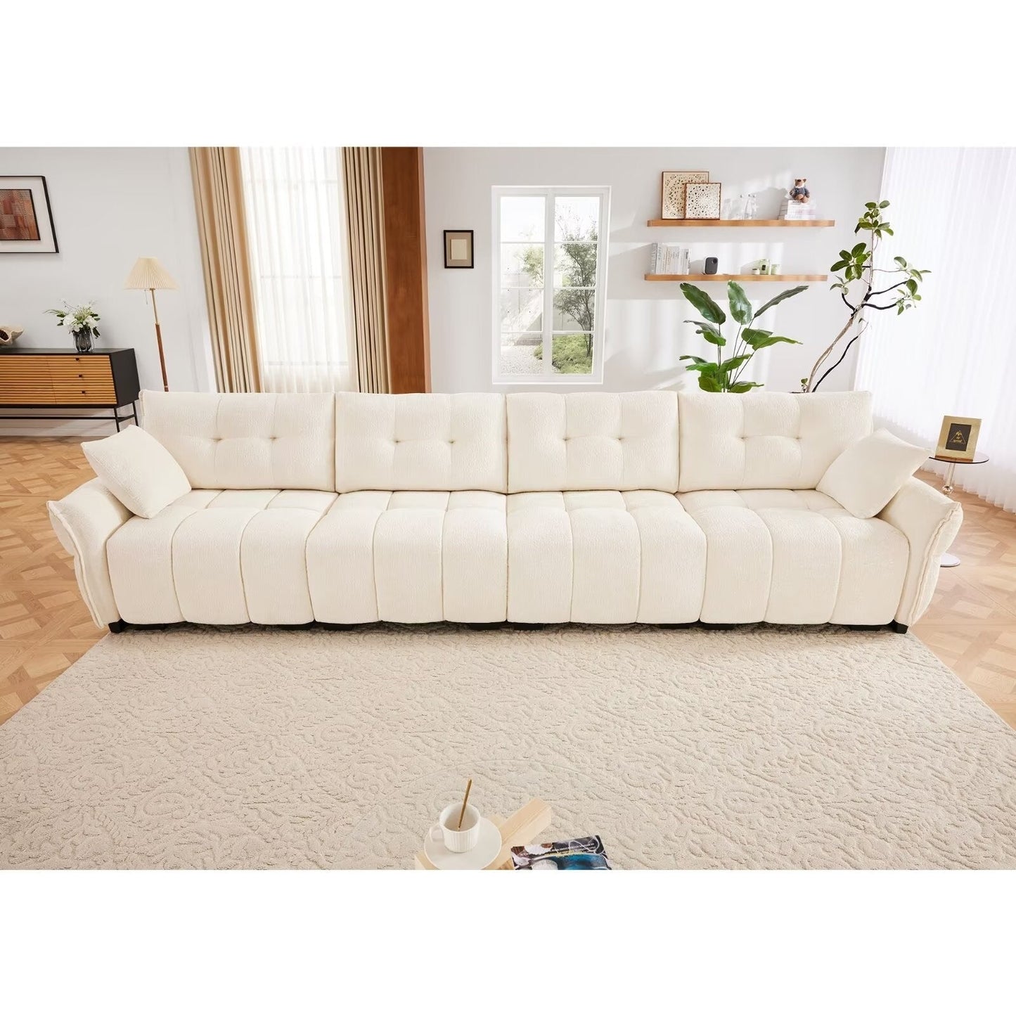 Canapé moderne en chenille, structure en bois massif avec coussin haute élasticité
