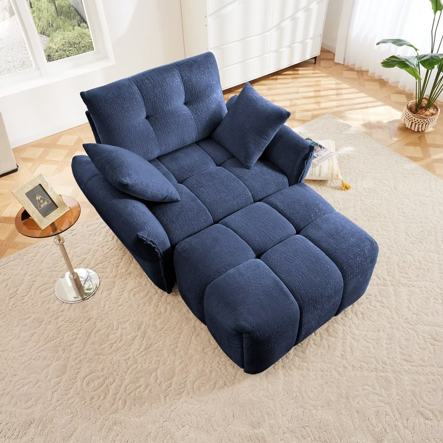 Canapé moderne en chenille, structure en bois massif avec coussin haute élasticité