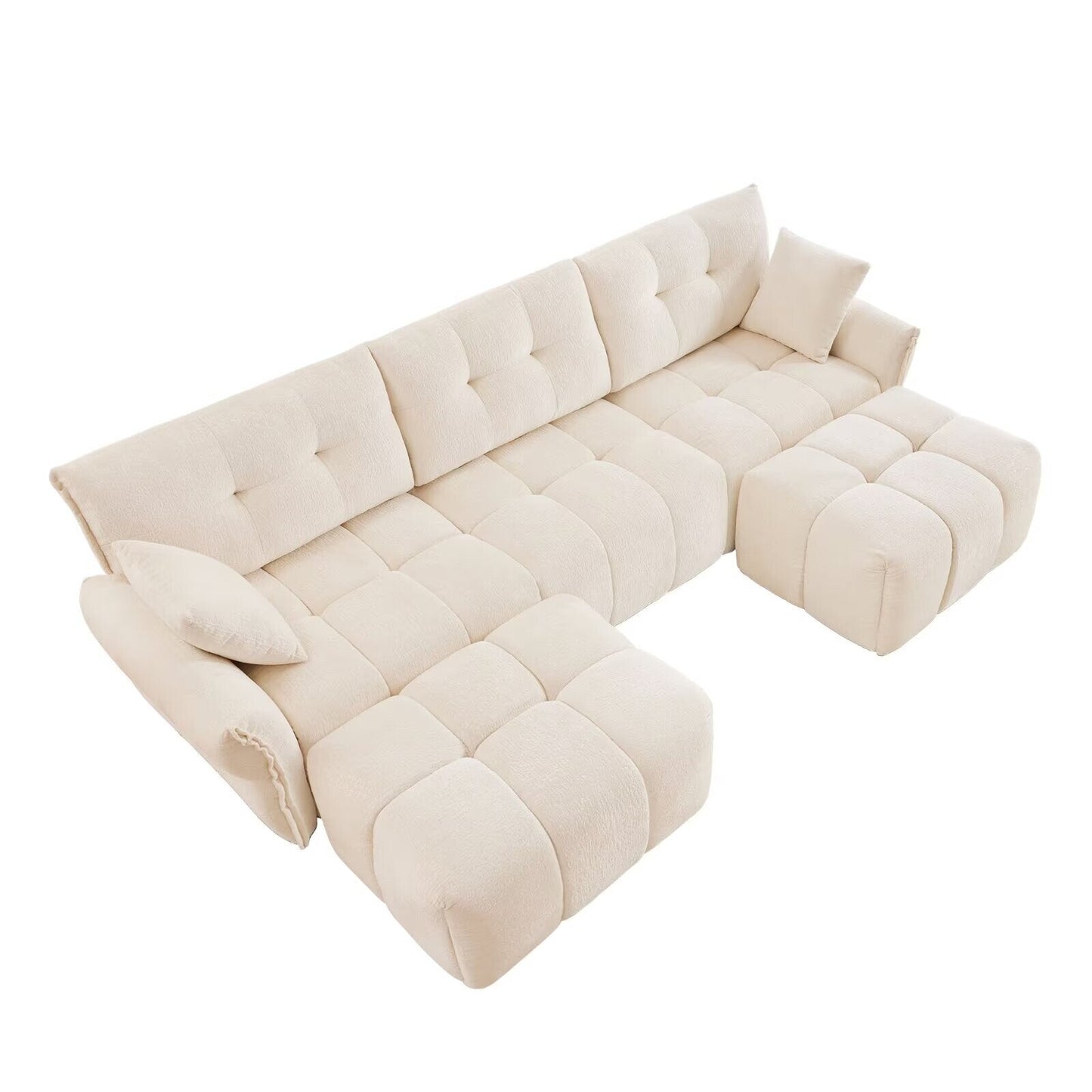 Canapé moderne en chenille, structure en bois massif avec coussin haute élasticité