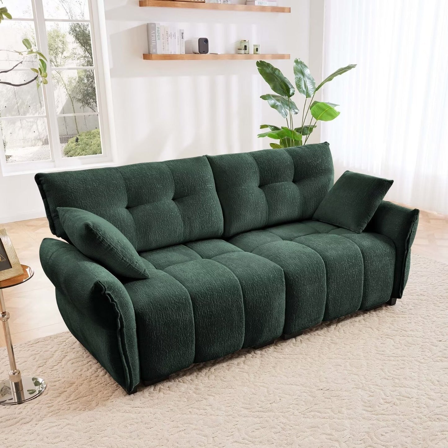 Canapé moderne en chenille, structure en bois massif avec coussin haute élasticité