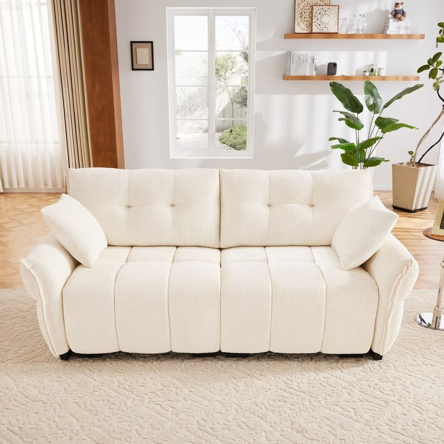 Canapé moderne en chenille, structure en bois massif avec coussin haute élasticité
