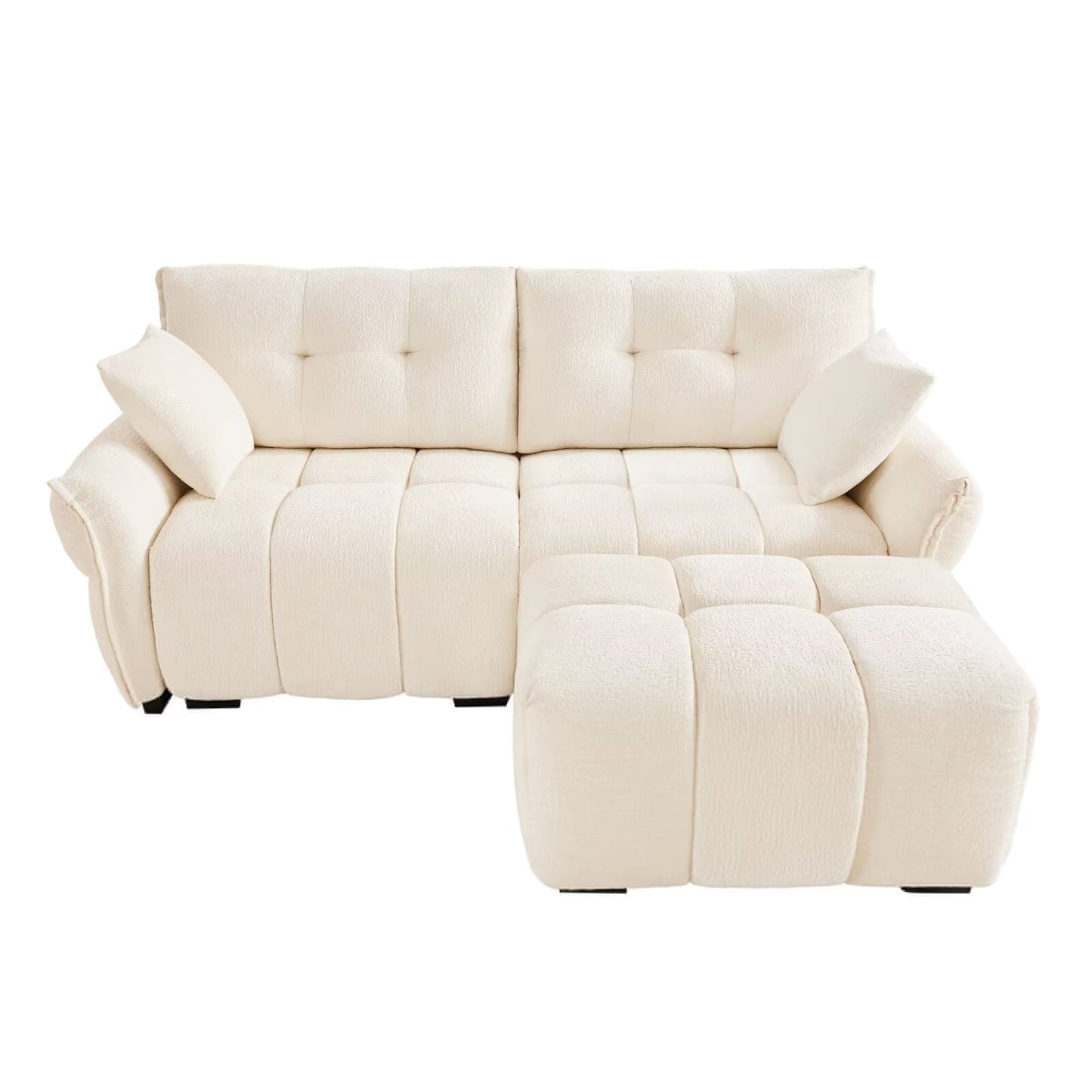 Canapé moderne en chenille, structure en bois massif avec coussin haute élasticité