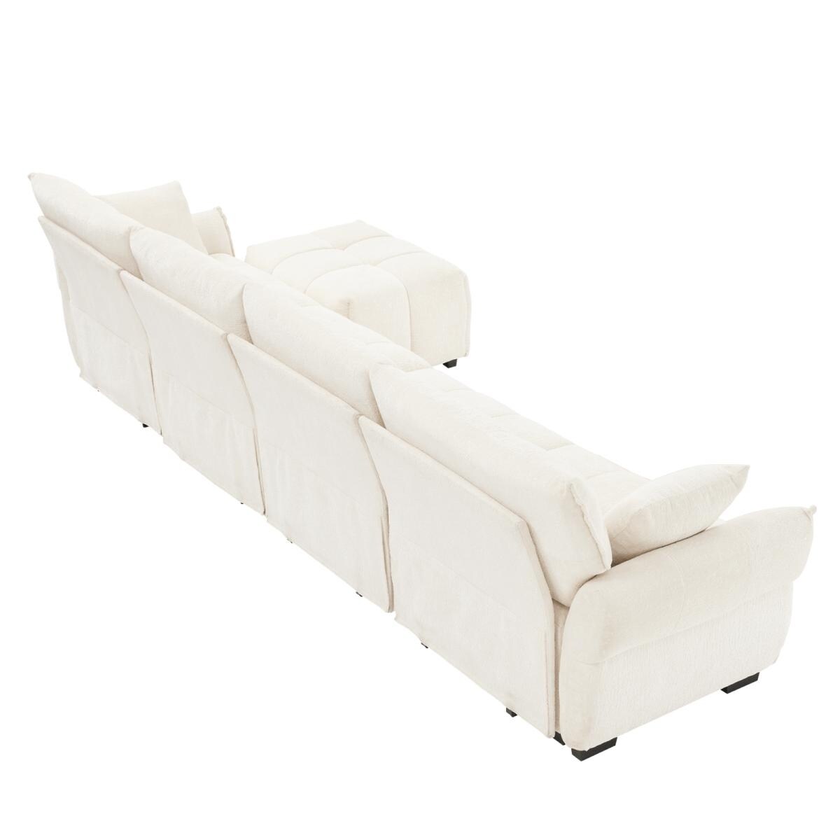 Canapé moderne en chenille, structure en bois massif avec coussin haute élasticité