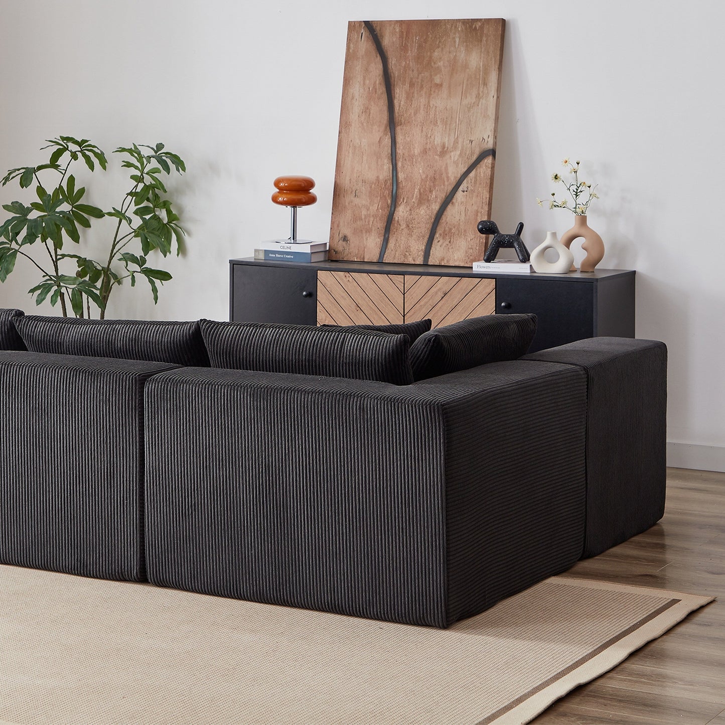Ensemble de canapés modulaires en L en velours côtelé moderne, 4 pièces, pour salon et chambre à coucher