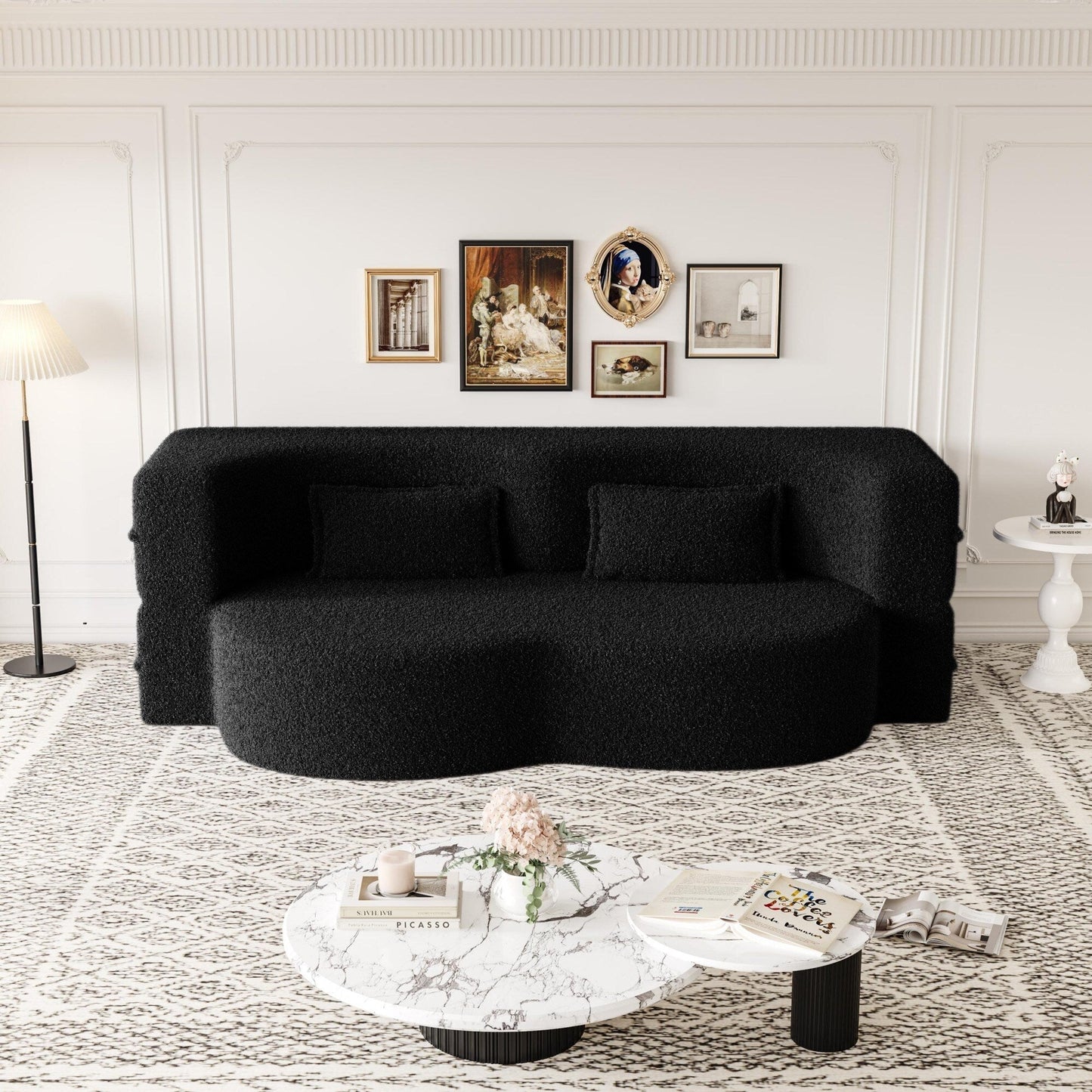 Canapé-lit moderne avec 2 oreillers et rembourrage en mousse