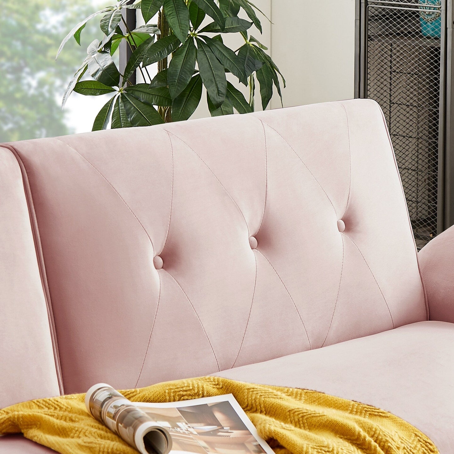 Canapé-lit futon moderne, canapé-lit convertible avec pieds fuselés en bois, 78,35 po, petit canapé à dossier divisé pour le salon