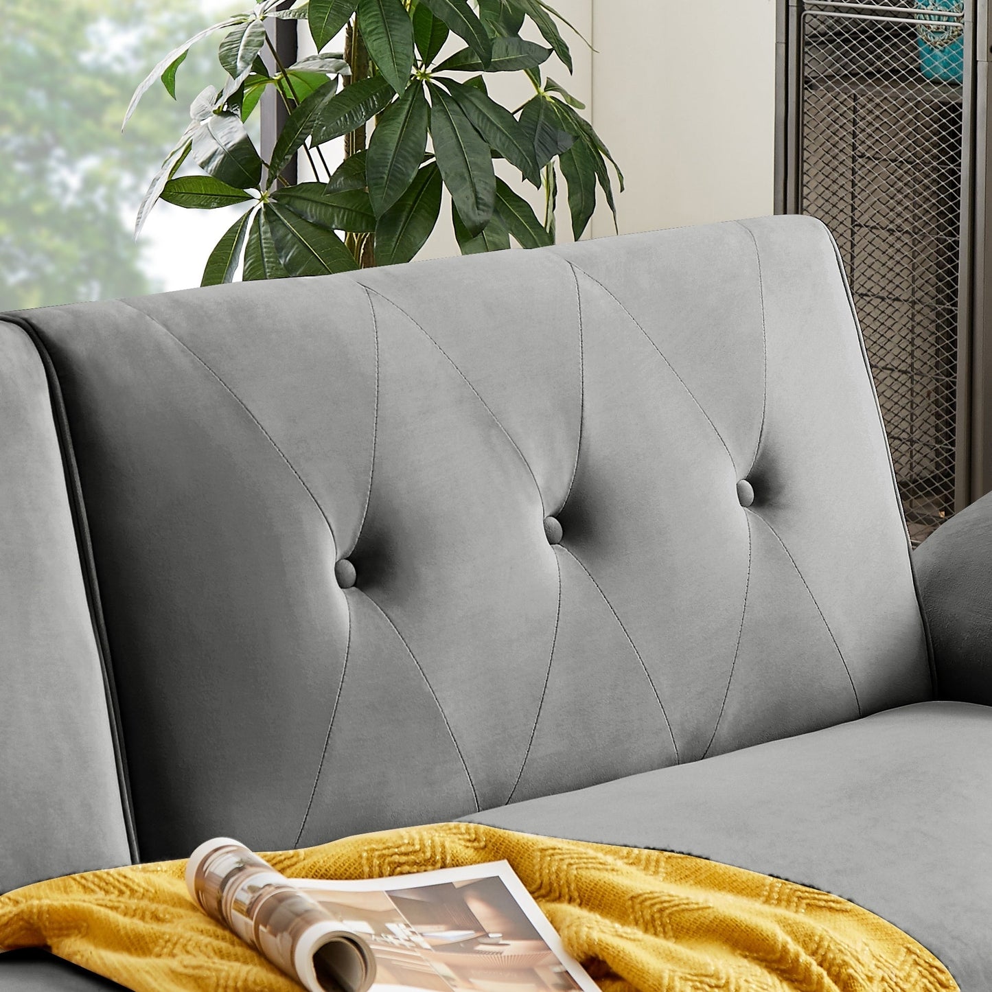 Canapé-lit futon moderne, canapé-lit convertible avec pieds fuselés en bois, 78,35 po, petit canapé à dossier divisé pour le salon