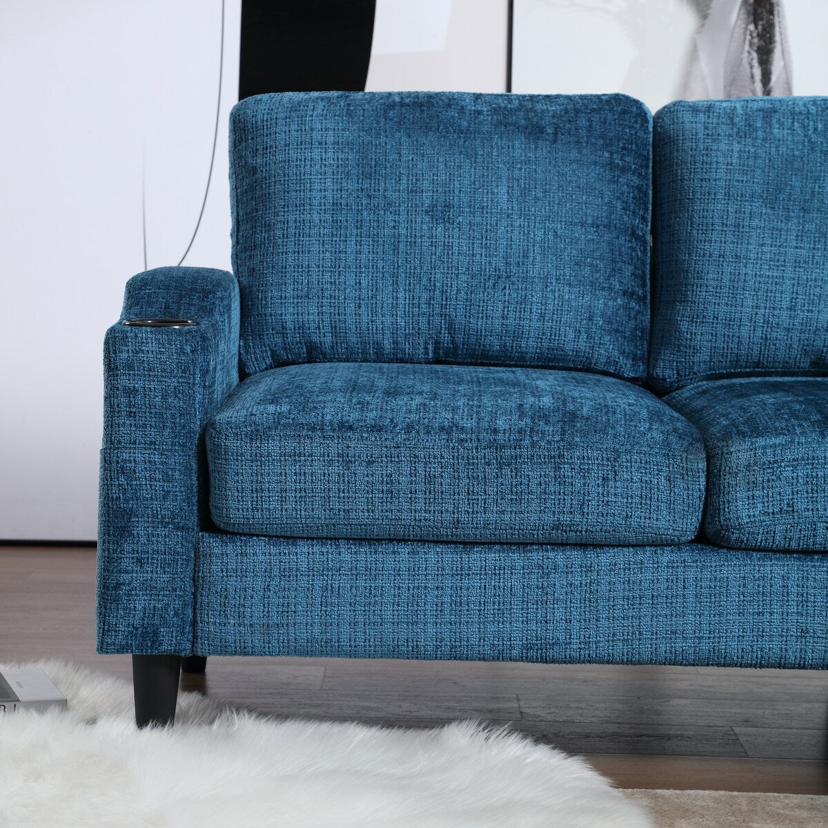 Canapé modulaire moderne en forme de L, 3 places, avec rangement, pouf, oreillers, porte-gobelets, poches latérales