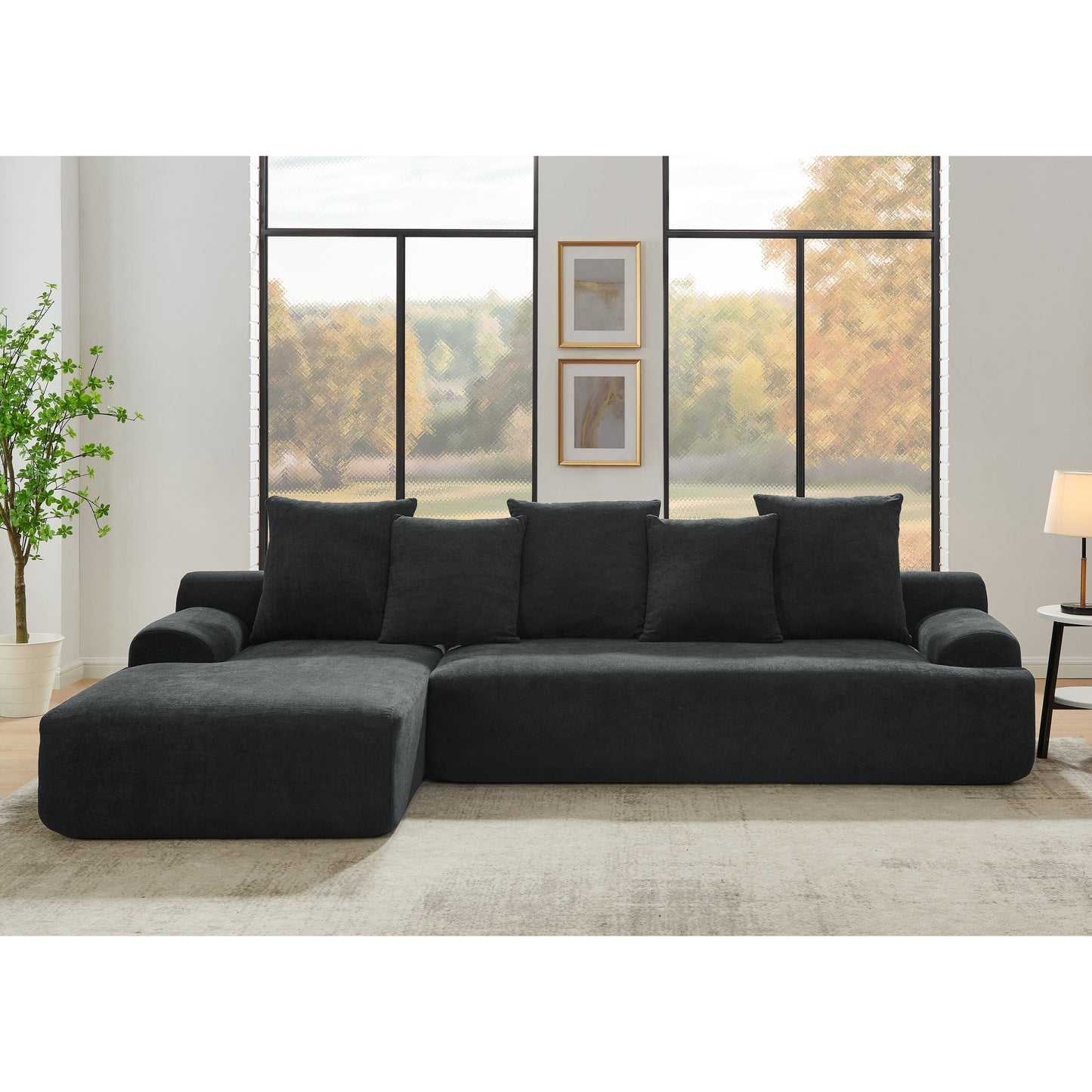 Canapé sectionnel 4 places moderne en forme de L, rembourré et modulaire, pour salon ou appartement