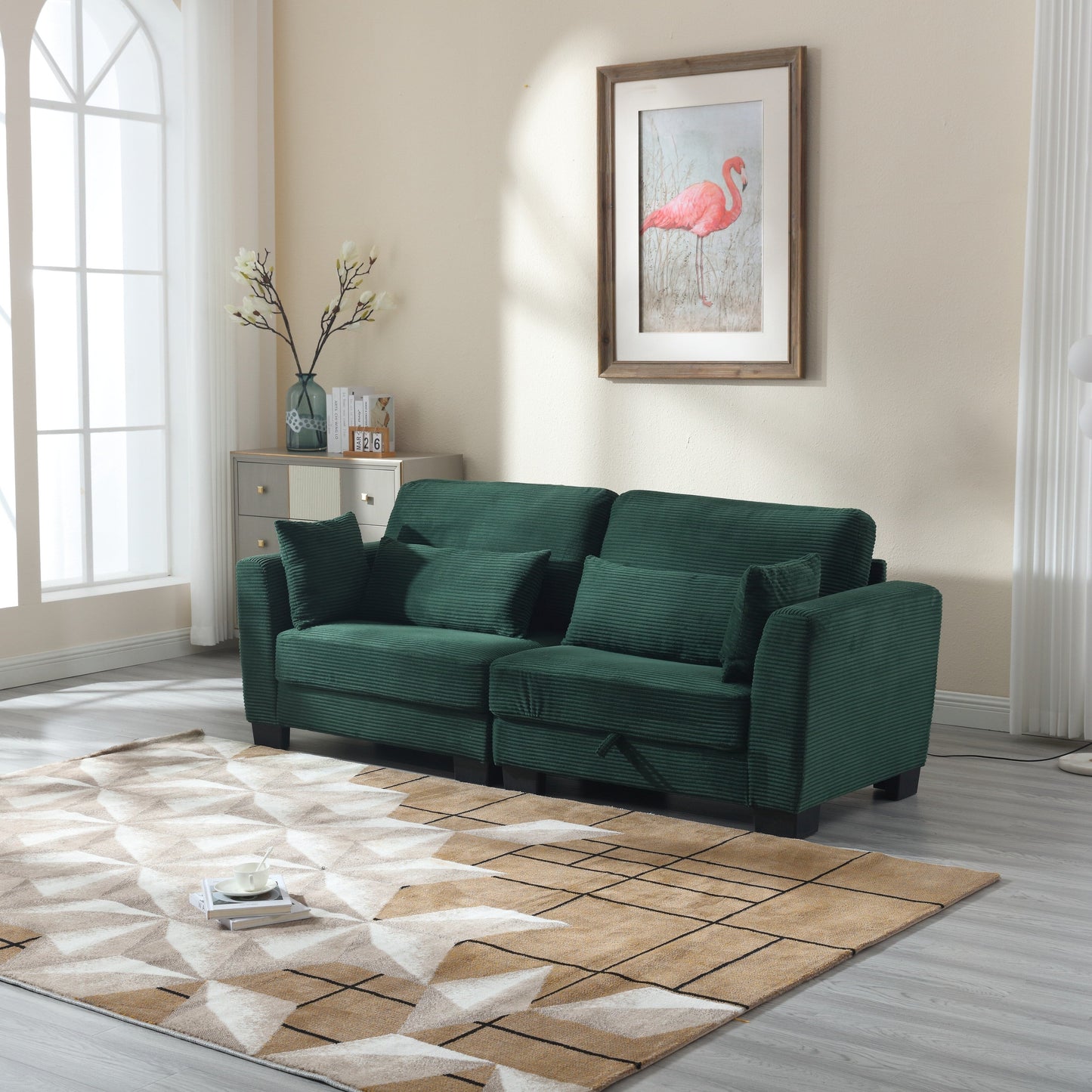 Canapé moderne rembourré en forme de L, canapé modulaire 2 places en velours 86,61 avec rangements pour salon et appartement