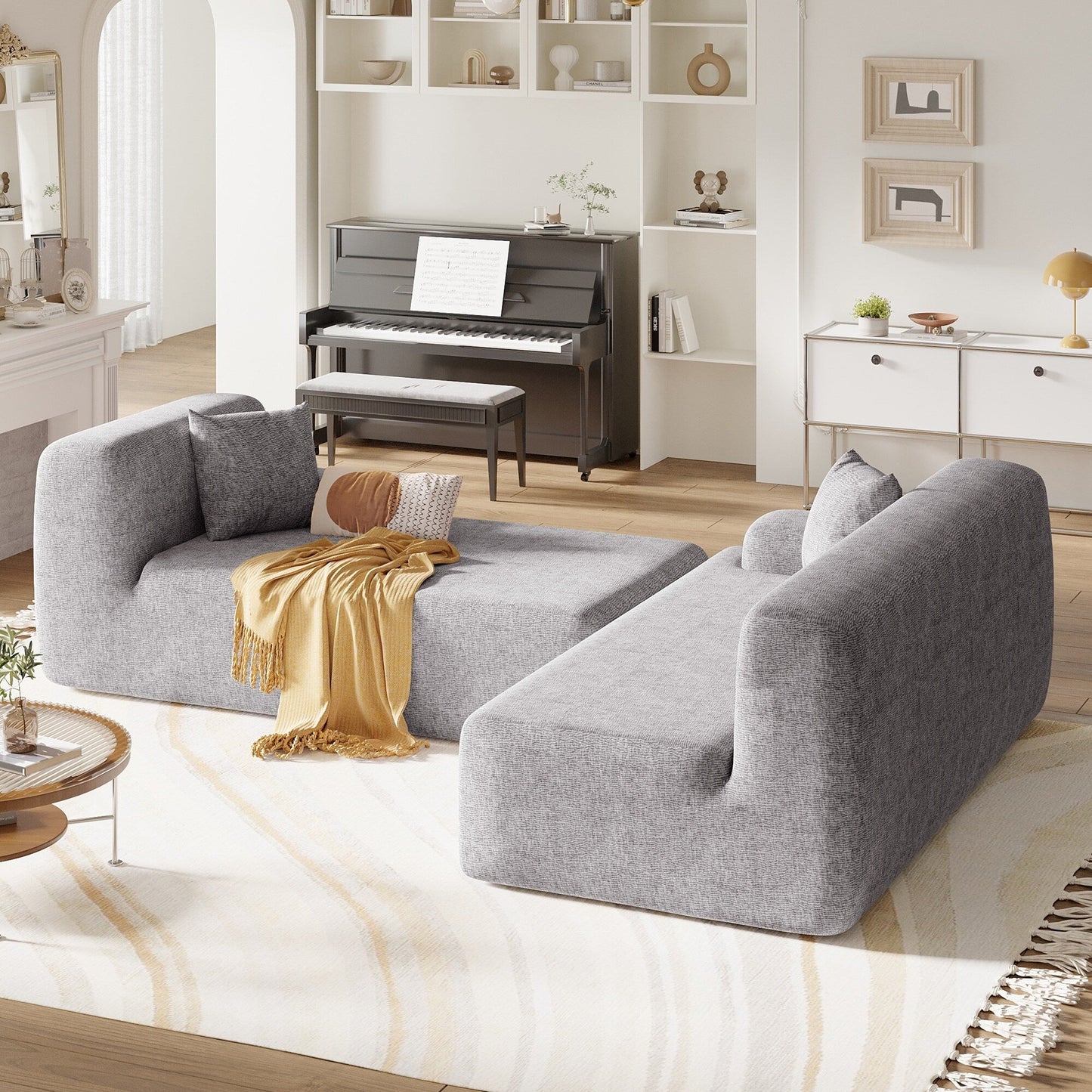 Canapé sectionnel moderne en forme de L, 2 pièces, avec assise profonde, idéal pour le salon