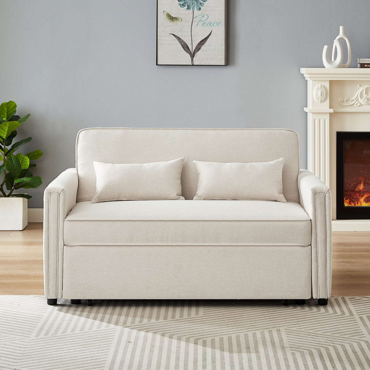 Canapé-lit convertible en lin avec dossier réglable - 38,60 x 54,00 x 31,90