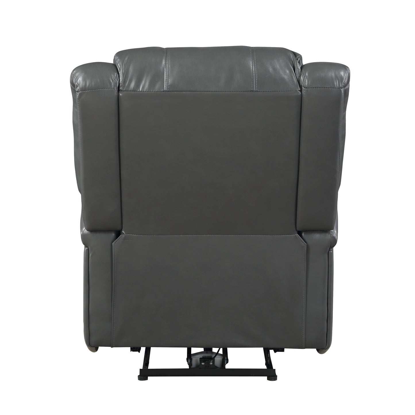 Mobilier de salon moderne 1 pièce Fauteuil inclinable électrique Revêtement en similicuir gris Siège moelleux Cadre en bois massif
