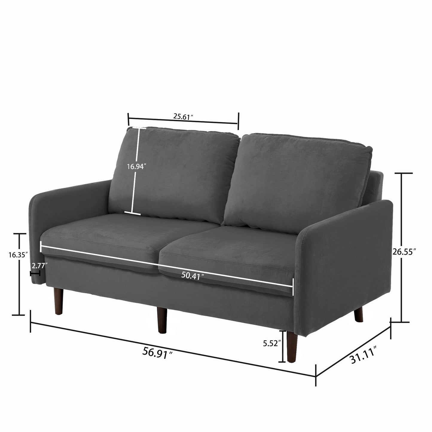 Canapé causeuse moderne en velours avec pieds en bois