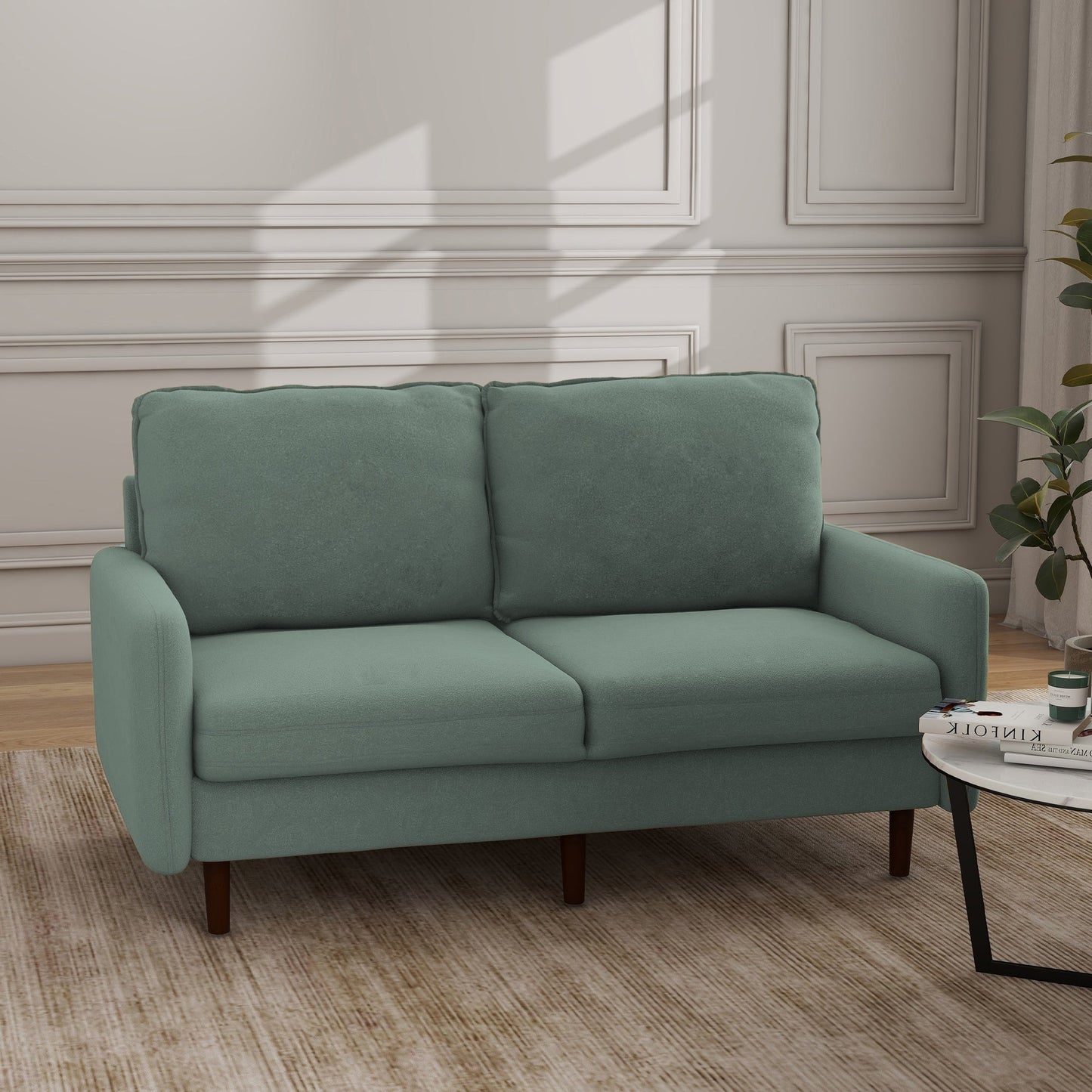 Canapé causeuse moderne en velours avec pieds en bois